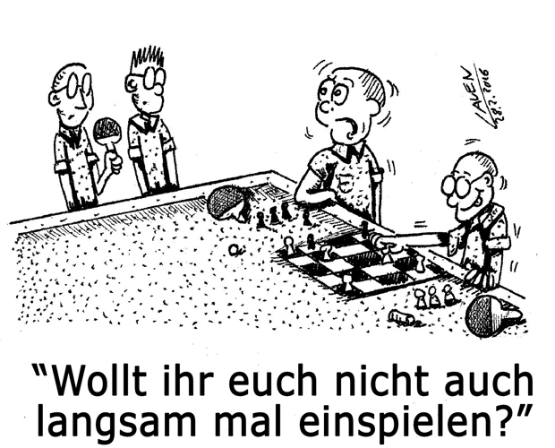 Darf sich ein Doppel miteinander einspielen, wenn die Gegner nicht wollen? (©Laven) ZUR REGEL