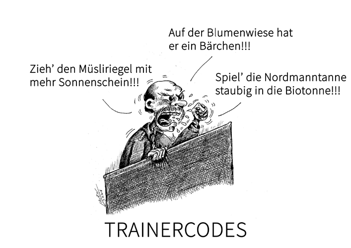 Ein Trainer ruft seinem Spieler nach den Ballwechseln kurze Anweisungen wie "mehr ziehen" oder "Rückhand" zu. Was passiert? (©Laven) ZUR REGEL