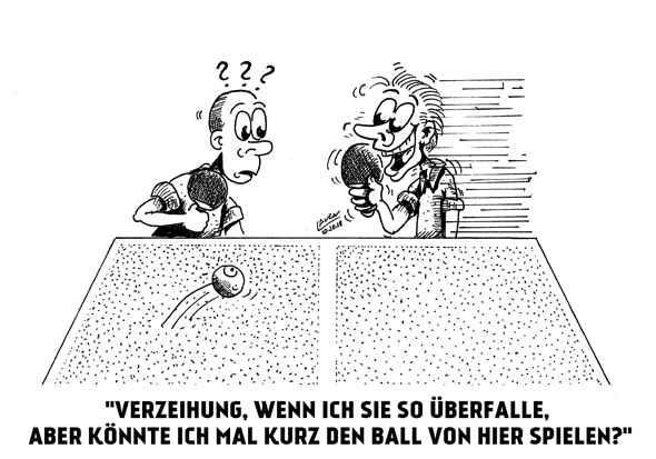 Spieler As Ball fliegt durch viel Rückwärtsrotation nach dem Auftreffen auf der gegnerischen Seite zurück über das Netz. Spieler B läuft auf die andere Seite und spielt den Ball hinter dem Netz auf As Hälfte. Was passiert jetzt? ZUR REGEL