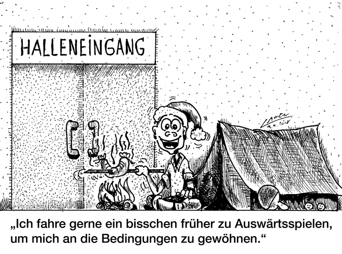 Bei einem Kreisklassespiel ist die Gastmannschaft eine halbe Stunde vor Spielbeginn in der Halle und will sich einspielen. Die Gastgeber kommen allerdings erst zehn Minuten vor Spielbeginn und schließen dann auch erst die Geräteräume auf. Was nun? ZUR REGEL
