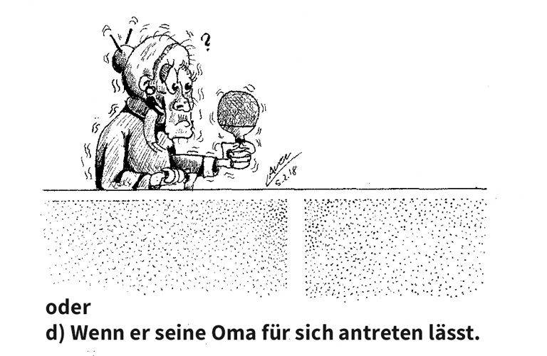 In welchem Fall wird ein Einzel (bei einem Mannschaftskampf) für die Berechnung des TTR-Werts nicht berücksichtigt? (©Laven) ZUR REGEL