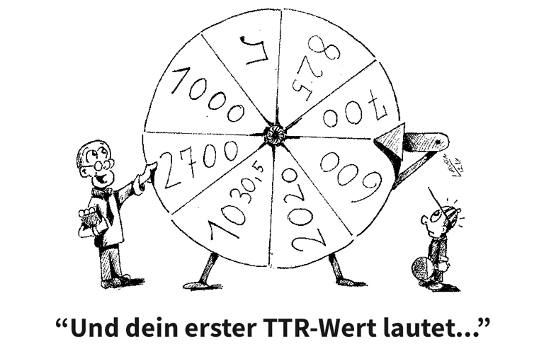 Ein Spieler hat noch keinen TTR-Wert. Er wird an Position vier der 3. Mannschaft in der 3. Kreisklasse, Staffel 1, im Kreis xy gemeldet, hat seinen ersten Einsatz in einem Punktspiel überhaupt aber an Position sechs der 2. Mannschaft in der 2. Kreisklasse, Staffel 1. Welchen TTR-Startwert erhält er? (©Laven) ZUR REGEL