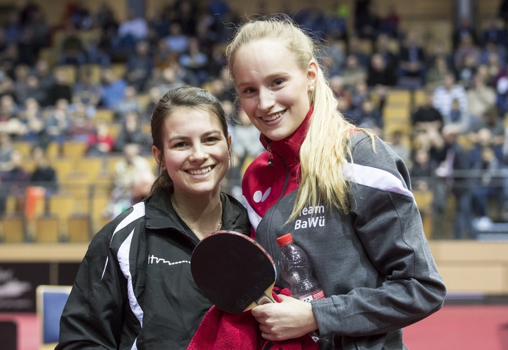 Für eine der großen Überraschungen des Tages sorgten Caroline Hajok und Luisa Säger gleich zu Beginn. Sie warfen Shan Xiaona und Kristin Lang aus dem Rennen. (©Steinbrenner)