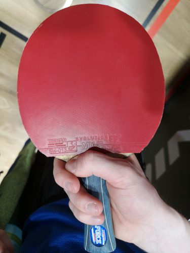 Das Samsonov Force Pro, ebenfalls von Tibhar, komplettiert Flemmings Schlagwerk. (©Gohlke)