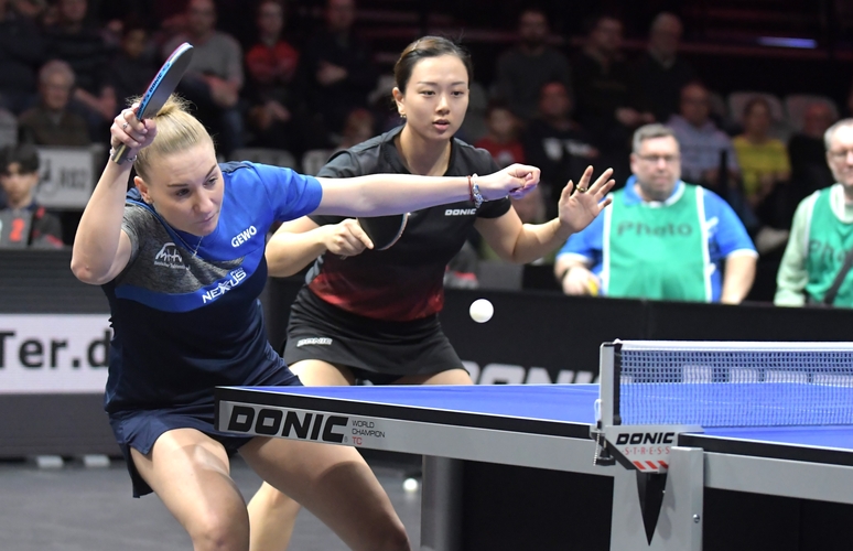 Der Finaltag in Nürnberg begann mit den Halbfinalspielen im Damen-Doppel. Chantal Mantz und Yuan Wan gewannen nach ihrer Halbfinalniederlage die Bronzemedaille. (©Gohlke)