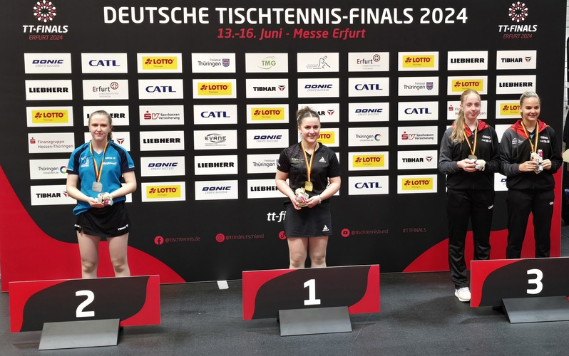 Mia Griesel vor Melanie Merk, Lorena Morsch und Josephina Neumann auf Platz drei - so lautete der Zieleinlauf im Mädchen-Einzel. (©Gohlke)