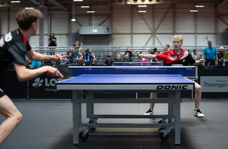 Der Publikumsliebling im U19-Feld, Ivo Quett aus Erfurt, musste sich im Achtelfinale gegen den topgesetzten U19-Nationalspieler Lleyton Ullmann geschlagen geben (©Gohlke)