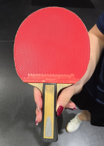 Mia Griesel setzt auf das Innerforce Layer ZLC - auf der Vorhand mit dem Kurznoppenbelag Challenger Attack von Butterfly (©Gohlke)