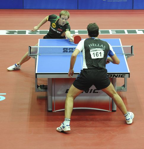 Auch Patrick Baum sieht am Anfang gegen Panagiotis Gionis wie der sichere Sieger aus...(©Stosik)
