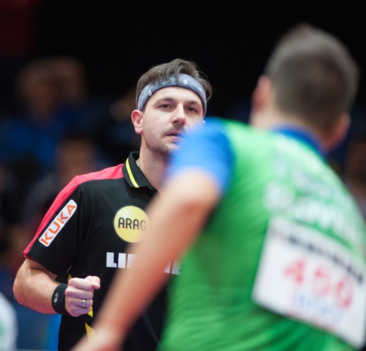 Der erste Satz ist noch umkämpft, dann drückt Boll dem Slowenen endgültig sein Spiel auf (©Stosik)