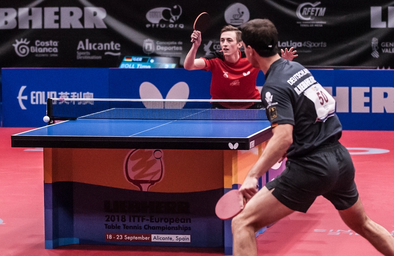 Liam Pitchford forderte Timo Boll im Achtelfinale nach Kräften. (©Gohlke)