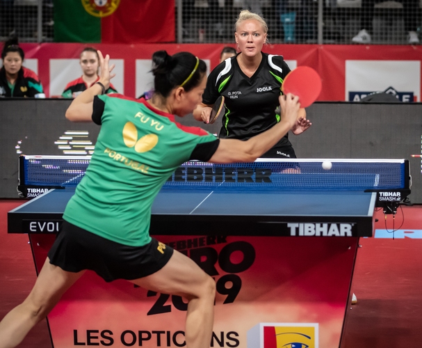 Im Spitzenduell zwischen Yu und Georgina Pota wurde Letztere des Öfteren von Yus Bällen überrascht. (©Gohlke)