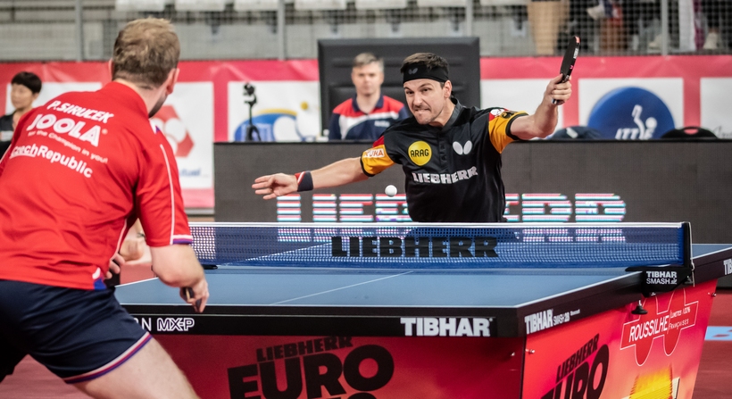 Und das tat es auch nicht. Timo Boll durfte die Box nach drei Sätzen gegen Pavel Sirucek wieder verlassen. (©Gohlke)