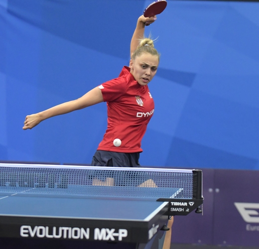 Trotz eines karate-ähnlichen Auftritts reichte es für die Serbin Sabina Surjan nur zu Platz zwei in der Gruppe. Für sie geht es in der Zwischenrunde weiter. (© Gohlke)