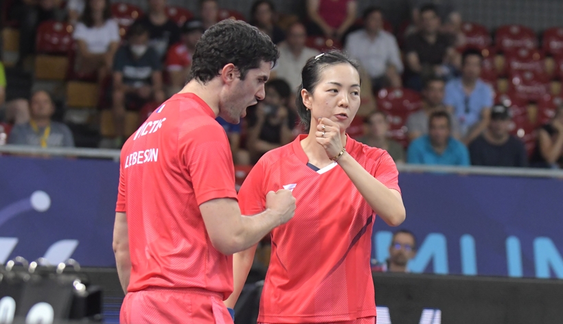 Ein anderes französisches Duo wiederum zog in die Vorschlussrunde ein, nämlich Emmanuel Lebesson und Yuan Jianan. Die beiden besiegten im Viertelfinale... (©Gohlke)