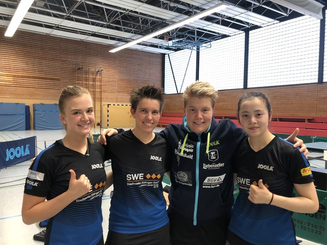 Lea Grohmann, Tanja Krämer, Jessica Göbel und Lisa Lung (v.l.n.r.) bilden das Team des Tabellenvorletzten TV Busenbach. (©Verein)
