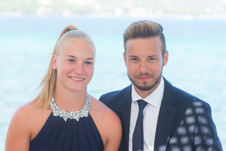 Chantal Mantz mit ihrem Freund Manuel Kupfer, der vorige Saison mit dem TSV Ansbach in der 3. Liga gespielt hat (©Fasold)