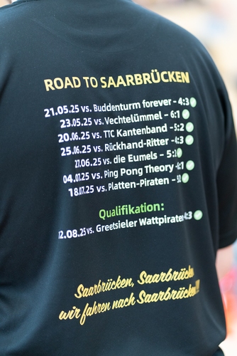 Dieses Team hat sogar alle Stationen bis zum Finale auf ihrem Shirt verewigt. (© Fabig)