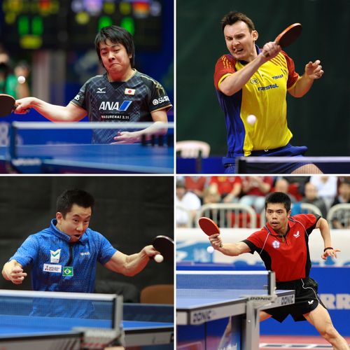 Weiter geht's mit Seiya Kishikawa, Adrian Crisan, Gustavo Tsuboi und Chuang-Chih Yuan, ... (©ITTF/Roscher)