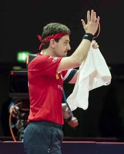 Timo Boll spielte sich dagegen nach einem harten Stück Arbeit gegen Chuang Chih-Yuan ins Viertelfinale (©Steinbrenner)