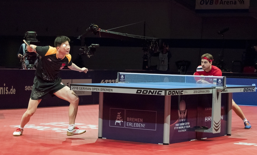 Hier sollte kein Geringerer warten als Ma Long, der mit dem Deutschen allerdings seine Probleme hatte (©Steinbrenner)