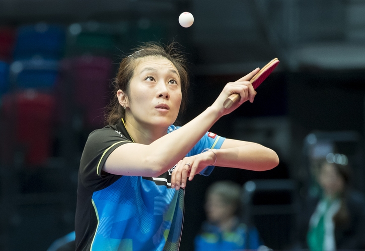 Han Ying kam da besser mit ihrer Gegnerin zurecht. Die Kanadierin Zhang Mo konnte ihr nicht das Wasser reichen (©Steinbrenner)