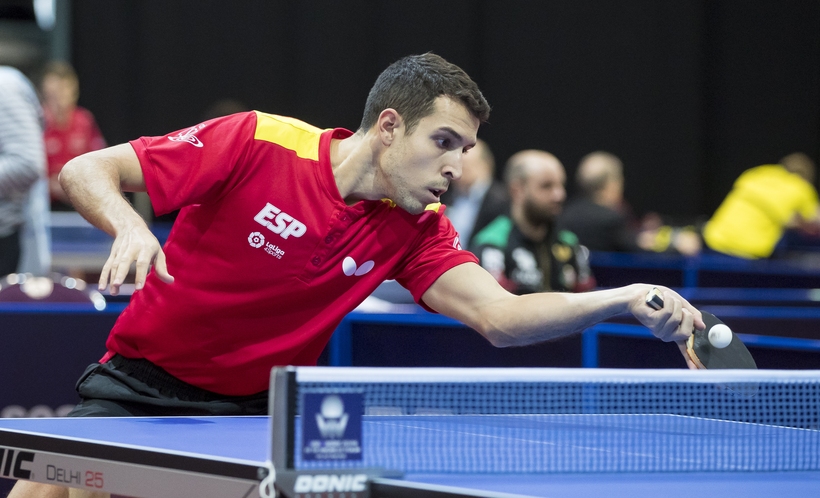 Und auch den Bergneustädter TTBL-Spieler Alvaro Robles sehen wir morgen in der Zwischenrunde wieder. Er setzte sich heute gegen Alberto Mino durch. (©Steinbrenner)