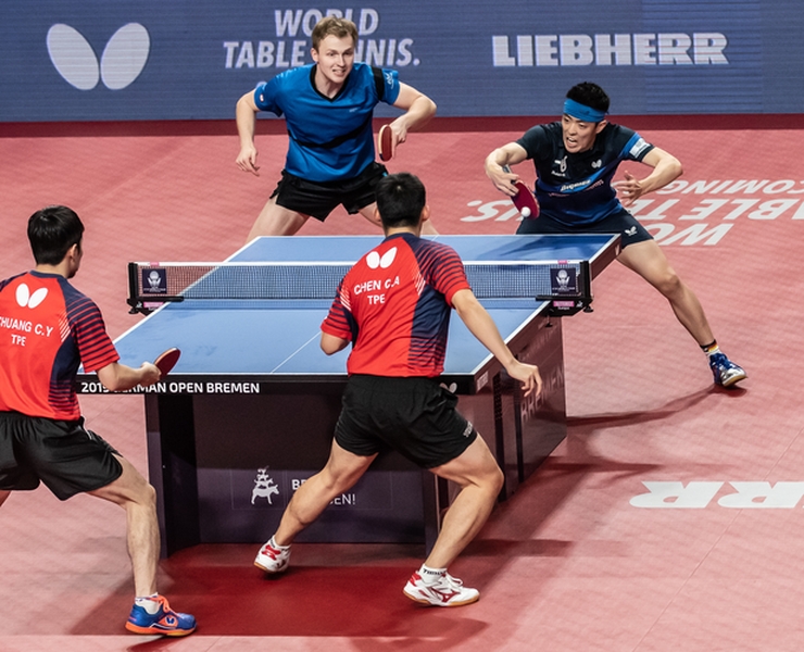 Danach waren die Augen wieder auf Benedikt Duda und Dang Qiu gerichtet. Wie schon bei den Japan Open vor wenigen Monaten trafen sie auf die Doppel-Weltmeister von 2013, Chuang Chih-Yuan und Chen Chien-An. (©Gohlke)
