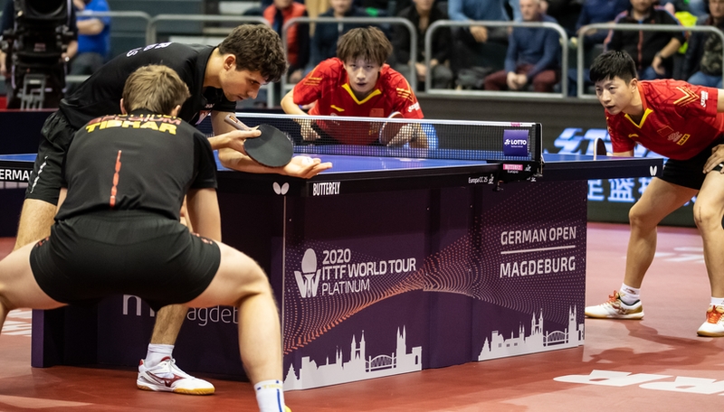 Später im Halbfinale war dann allerdings Schluss. Ma Long und Lin Gaoyuan erwiesen sich als zu stark. (©Gohlke)