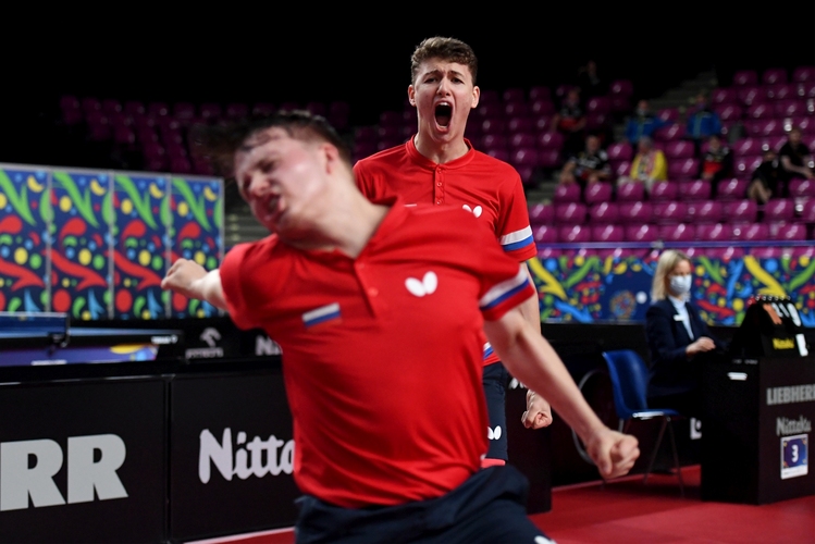 Maksim Grebnev und Lev Katsman warfen das letzte deutsche Duo im Wettbewerb, Duda/Qiu, im Viertelfinale raus. (©ETTU)