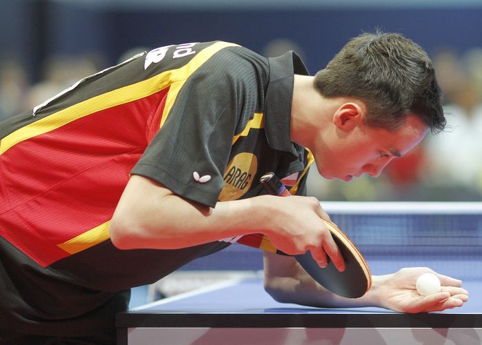 Konzentriert schlug Dennis Klein bei den Schülern auf (©Steinbrenner)