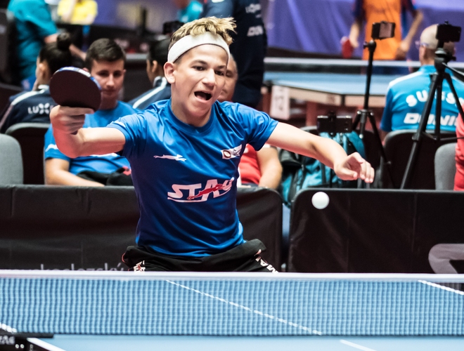 Conrad Puli ist 14 Jahre alt, kommt aus Malta und hat mit fünf Jahren zum ersten Mal Tischtennis gespielt. Auf sechs Trainingseinheiten pro Woche kommt er inzwischen auch. (©Gohlke)