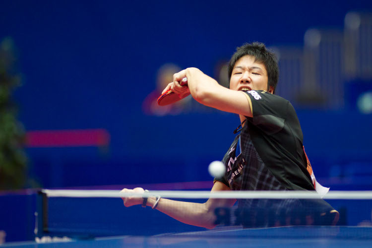 Jun Mizutani fand gegen Ovtcharov nicht richtig ins Spiel. (@ Roscher)