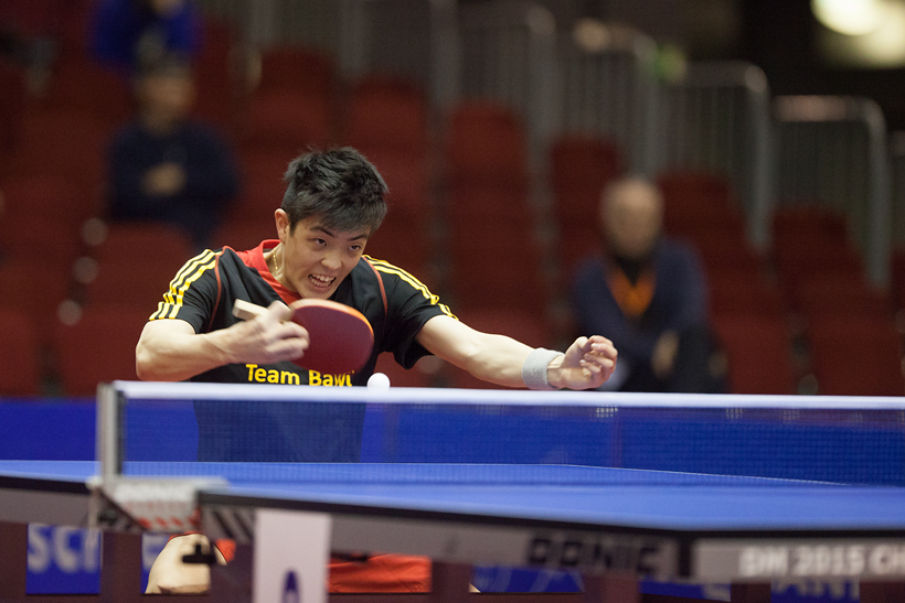 Der einzige Penholderspieler im Feld, Dang Qiu, scheiterte dagegen schon in Runde eins (©Fabig)