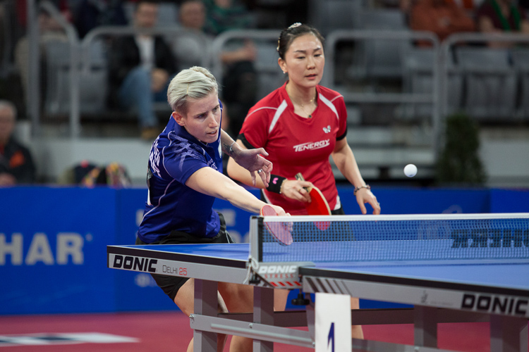 Shan Xiaona und Kristin Silbereisen haben im Doppelhalbfinale zwei besondere Gegnerinnen erwischt (©Fabig)