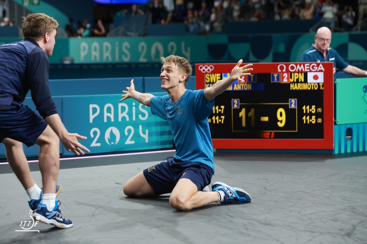 Bei den Herren führte Schweden seinen Siegeszug weiter und spielte sich gegen Japan ins Finale (©ITTF)