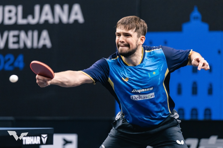 Der Kasache Kirill Gerassimenko sicherte sich den kontinentalen Quotenplatz für Asien. In Tokio 2021 war er schon zum zweiten Mal bei 'den Spielen' dabei, schied hier aber in der dritten Runde gegen Timo Boll aus (©ITTF)