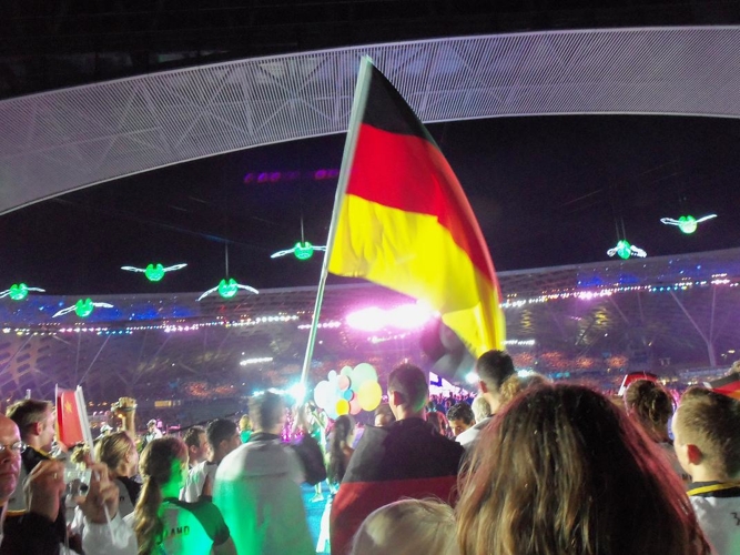 Die deutsche Mannschaft bei der Eröffnungsfeier der Universiade 2011 in Shenzhen (© privat)