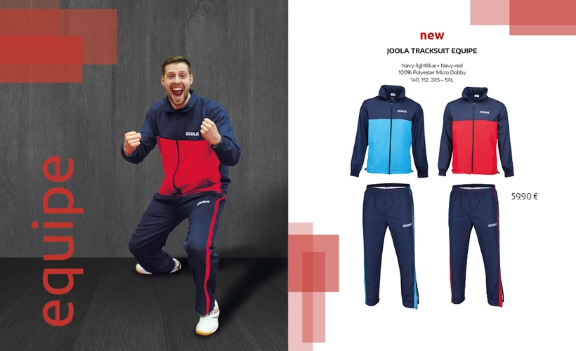 Passend dazu: Der JOOLA Tracksuit Equipe, der in zwei Farbkombinationen verfügbar ist. (©JOOLA)
