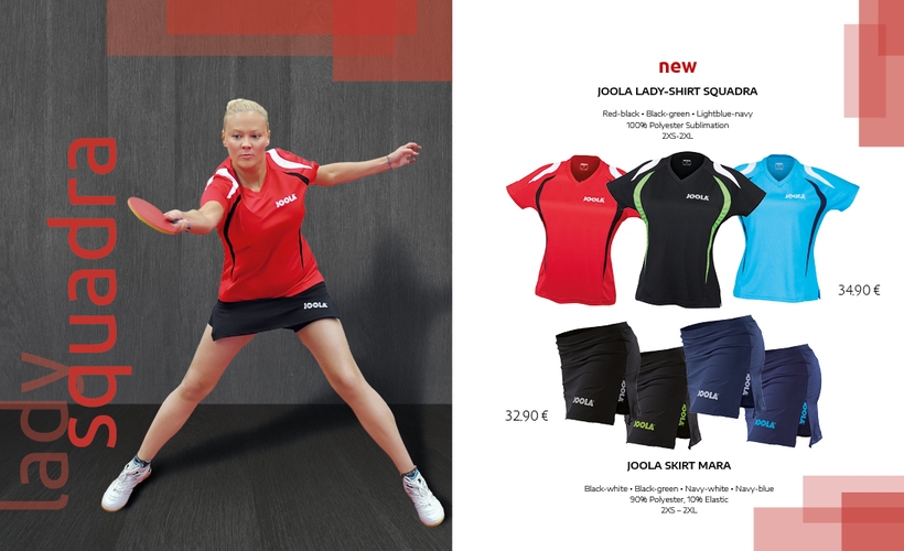 Ebenfalls neu im JOOLA-Sortiment: das JOOLA Lady-Shirt Squadra und der JOOLA Skirt Mara (©JOOLA)