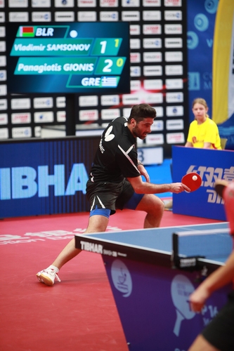 Gionis selbst kam aber auch nicht viel weiter. Er kam am späteren Finalisten Vladimir Samsonov im Viertelfinale nicht vorbei. (©ITTF)