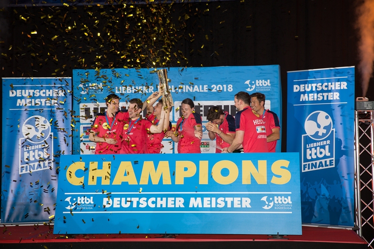 Große Freude dagegen beim alten und neuen deutschen Meister. Borussia Düsseldorf holten sich den Titel zum 30. Mal in der Vereinsgeschichte. (©Fabig)