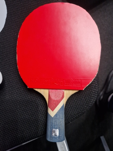 Auf der Vor- wie auf der Rückhand spielt er mit Hybrid-K3-Belägen (©Gohlke)