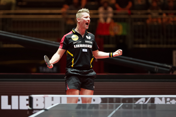 Ruwen Filus dagegen als dritter Deutscher in Runde drei im Herren-Einzel, er schlug den Portugiesen Joao Geraldo. (©Fabig)