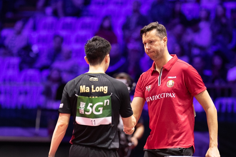 Er behauptete sich gegen Altmeister Vladimir Samsonov mit 4:1. (©Thomas)
