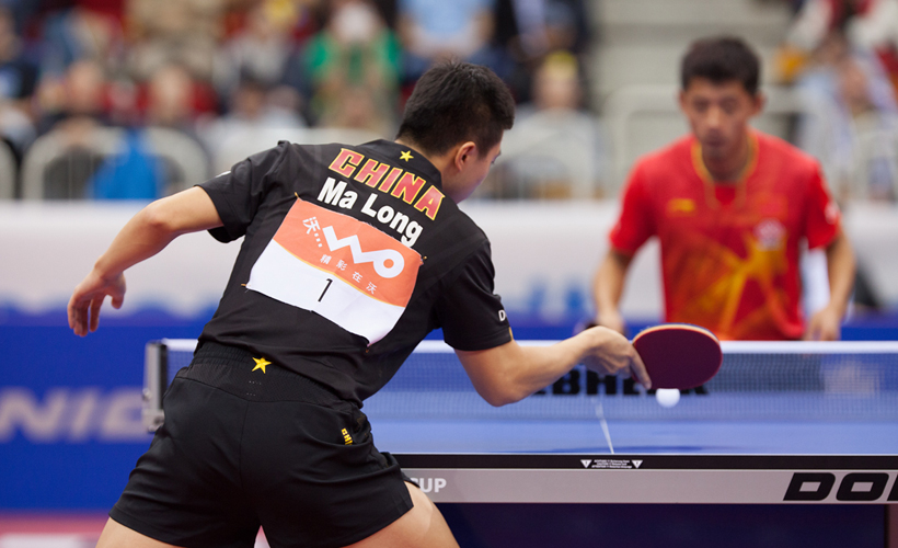 Danach dann der Showdown: Ma Long und Zhang Jike standen sich wie schon 2010 (Sieger Ma Long) und 2011 (Sieger Zhang Jike) im Finale gegenüber. (©Fabig)