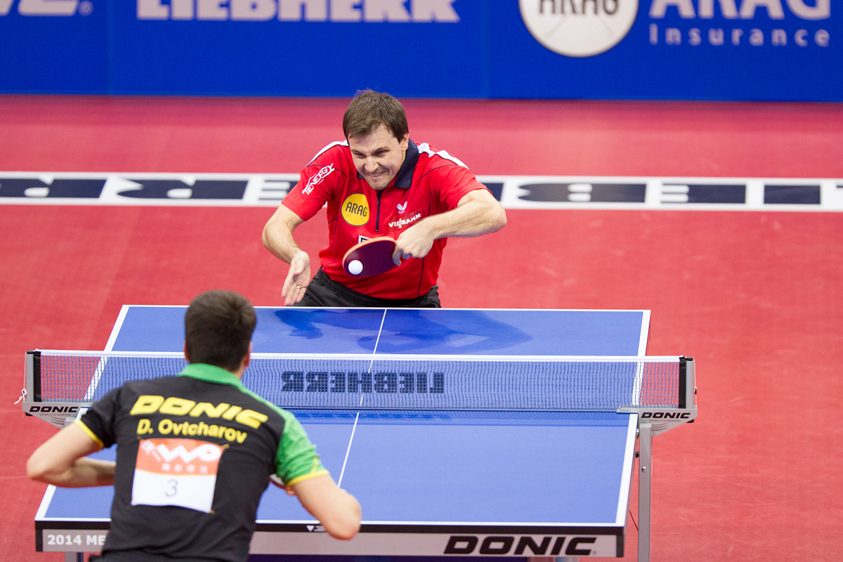 Im letzten Duell des Tages trafen Timo Boll und Dimitrij Ovtcharov aufeinander...(©Fabig)