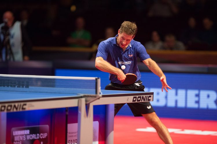 Powell am anderen Tisch musste eine 0:4-Schlappe gegen Steger einstecken. (©Fabig)